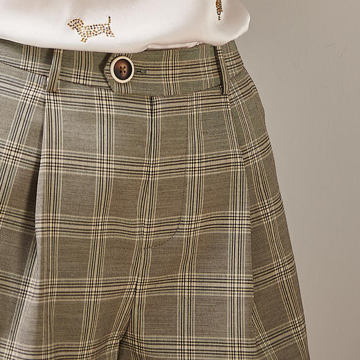 【休闲短裤热裤】2026新款夏季格纹宽松微弹显瘦女式休闲裤0867 商品图4