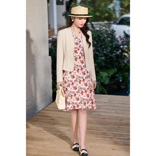 【桑蚕丝印花裙】2026春季新款时尚减龄泡泡袖A字连衣裙 商品图4