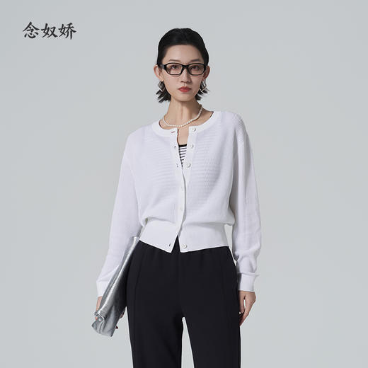 【商场同款】CNR6439 “ 冰氧开衫 ” 强捻棉质纱线 透气舒爽 亲肤好穿 好穿的白色 商品图2