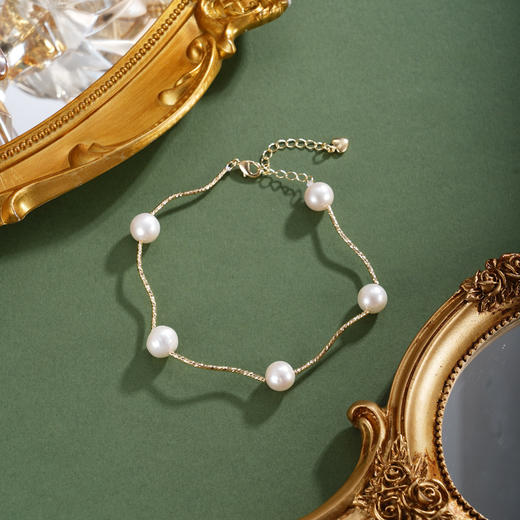 子佩集【温澜浮光】珍珠惜王妃手链【ZSL136】9mm珠镀金S弯曲管2601 商品图3