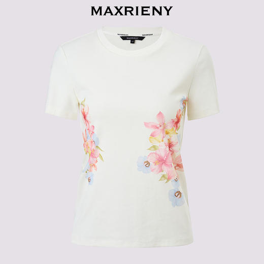 【商场同款】MAXRIENY精致日常感印花短袖t恤25夏款修身上衣女(货号:MC86TS252) 商品图4