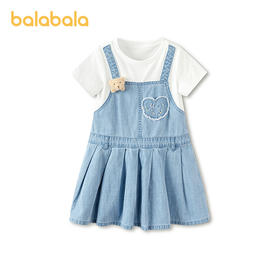 【商场同款】巴拉巴拉童装儿童连衣裙女童2026新款夏假两件牛仔裙