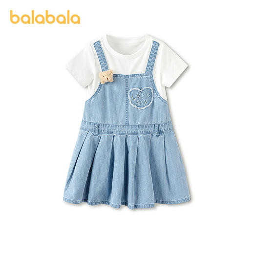 【商场同款】巴拉巴拉童装儿童连衣裙女童2026新款夏假两件牛仔裙 商品图0