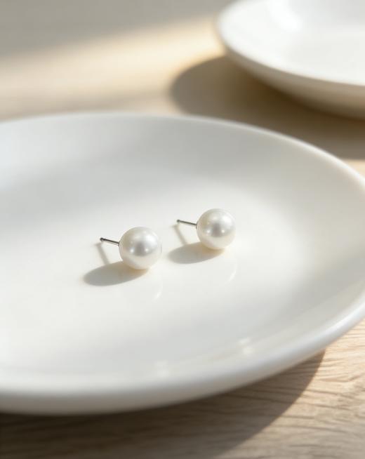 迷罗元和堂 |珍珠耳钉 | 纯银耳针 直径约4.4mm【器悟雅玩】 商品图1