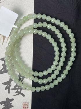 【快抱】【于田产和田玉于田料青白玉6mm项链】出证书，发货1~5天，48小时鉴赏期