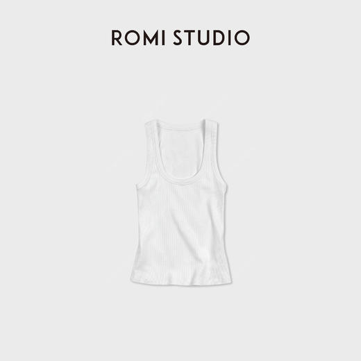 ROMI STUDIO“U领背心”棉混纺弹性螺纹肌理内搭打底吊带RWDSSD1946 商品图0