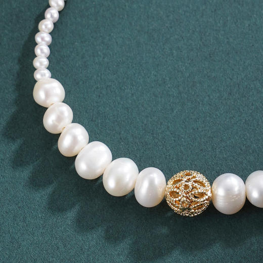 子佩集【韶光潋滟】珍珠惜王妃手链【ZZSL022】2.8-7mm珠镀金镂空花丝球2601 商品图4