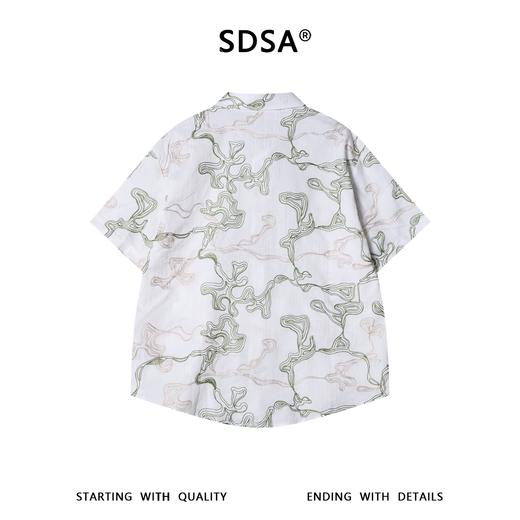 SDSA男装2026新款高贵轻奢抽象曲线刺绣肌理短袖衬衫百搭宽松上衣 商品图4