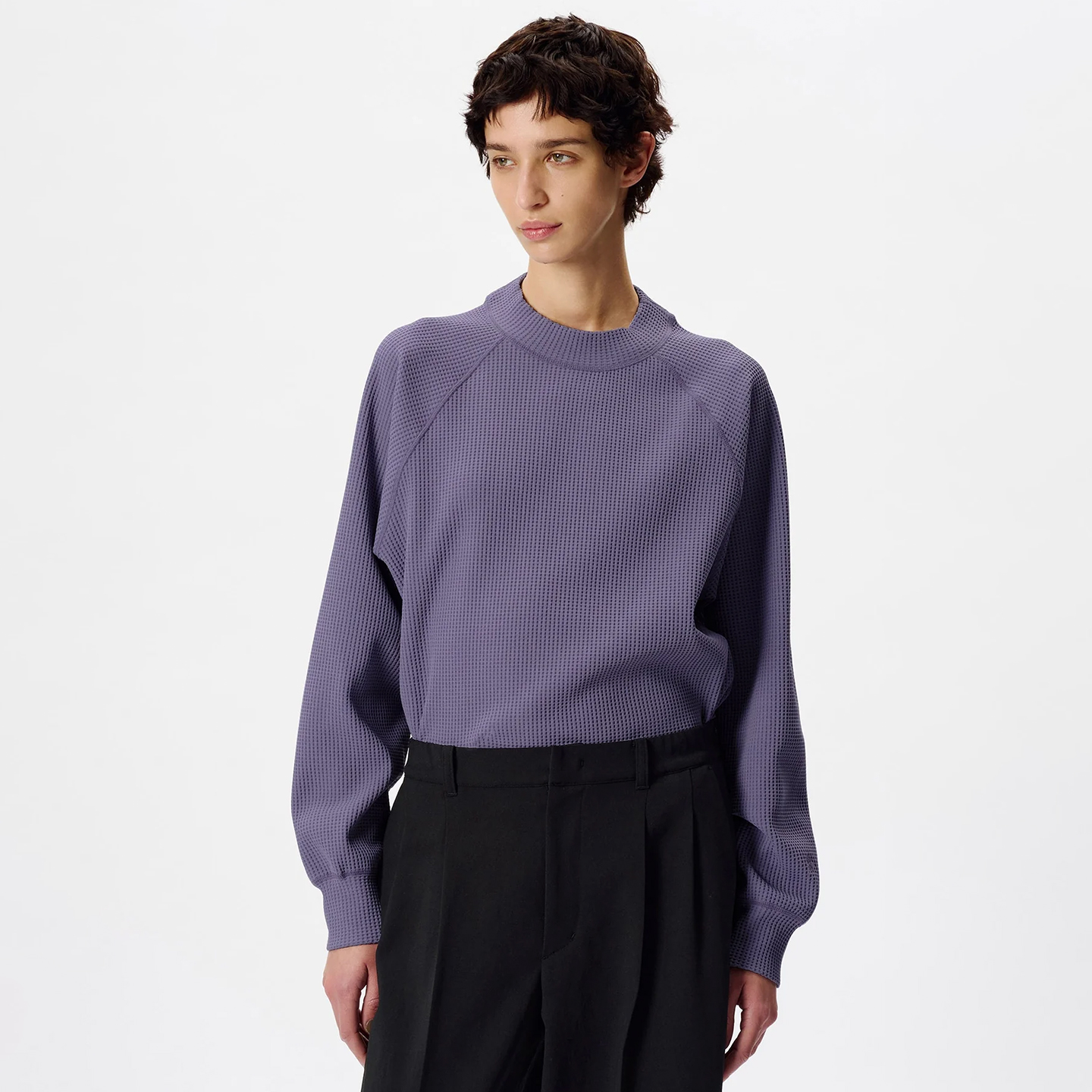 Goldwin WF L/S T-shirt 女装防紫外线轻量华夫格半高领长袖T恤