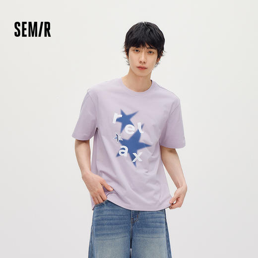 森马短袖T恤男夏季晕染星星印花针织衫2026新款吸湿速干情侣上衣 商品图1