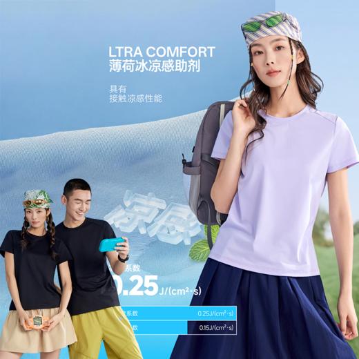 透气速干又防晒【HOUSHENG-情侣AB版薄荷凉感T恤】轻奢级微垂感锦纶冰丝面料，AB版挺阔有型又防晒，透气吸湿散热快，薄荷冰凉感性能，夜光条设计不起球不掉色 商品图3