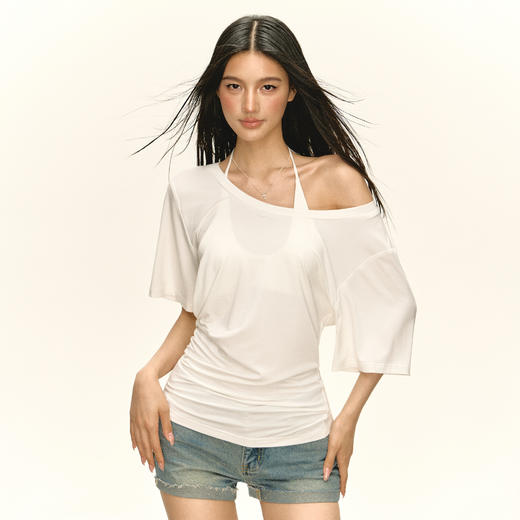 Ariseism 美式复古设计感上松下紧短袖T恤女夏季新款上衣 商品图3