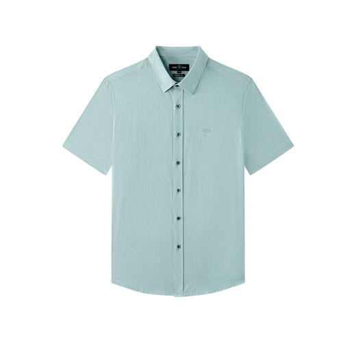 【亚麻】德鲨蓝色短袖衬衫男夏季新款棉质舒适打底上衣男休闲衬衫 商品图3