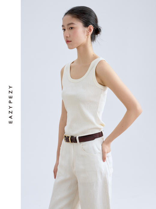 长绒棉真丝羊毛罗纹背心 商品图0