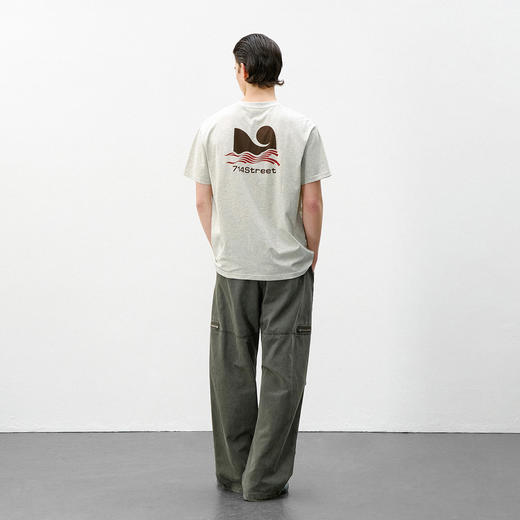 714street夏季马形LOGO短袖上衣 美式复古纯棉印花口袋情侣T恤男 商品图3