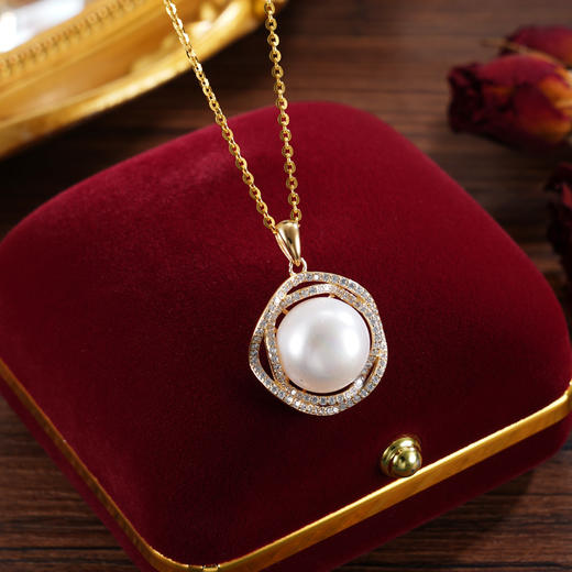 子佩集【玫瑰天后】银S925珍珠惜王妃套链【P2343B】11.5mm珠镀金花绕2601 商品图0