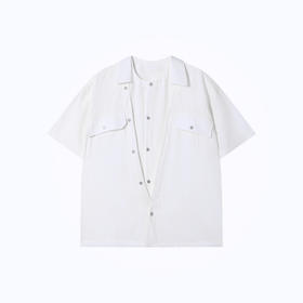 SDSA男装2026新款轻奢简约高级感假两件叠穿短袖衬衫百搭时尚