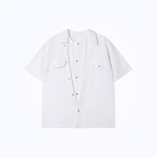 SDSA男装2026新款轻奢简约高级感假两件叠穿短袖衬衫百搭时尚 商品图0