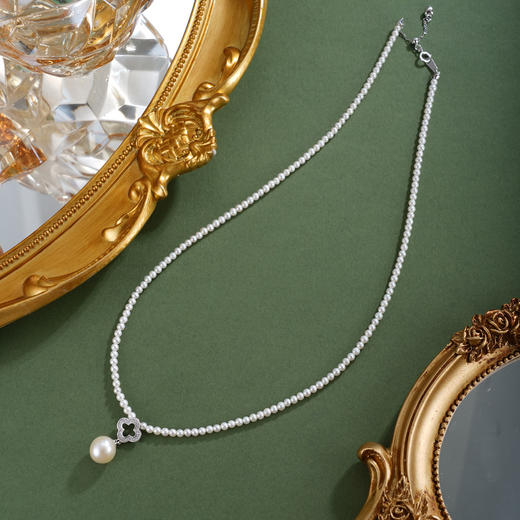 子佩集【幸运之契】银S925珍珠惜王妃项链【ZZXL004】2.8mm小珠9mm大珠四叶草2601 商品图0