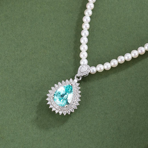 子佩集【璀璨蓝调】银S925珍珠惜王妃项链【ZZXL026】2.8mm珠蓝水滴2601 商品图1