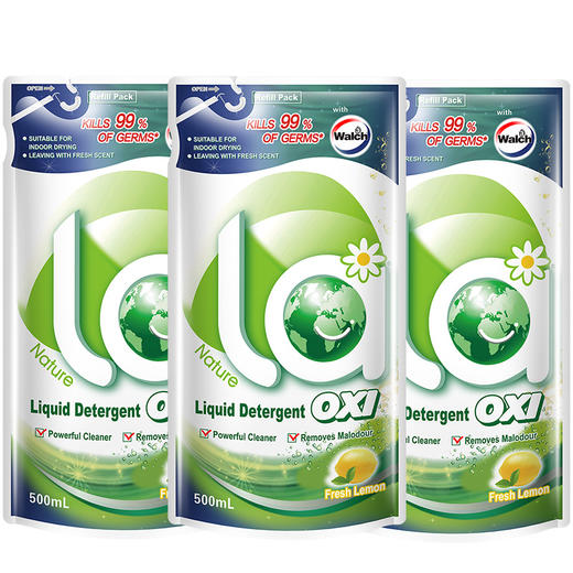 威露士 La有氧洗威露士洗衣液柠檬袋装500m*3（组合装） 1100202421003 商品图0