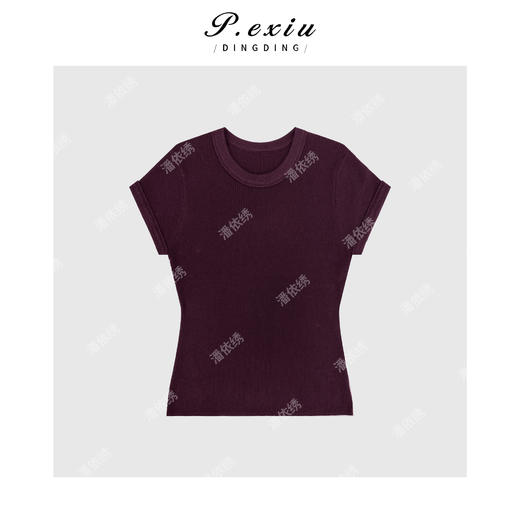 PanYiXiu/潘依绣
【显瘦天菜】羊毛修身显瘦极简圆领针织短袖上衣 D416 商品图1