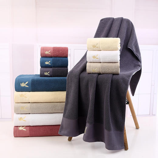 PLAYBOY花花公子 素简双条（礼盒装）毛巾74*34CM/浴巾140*70CM HM808-3 商品图1