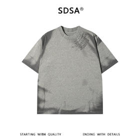SDSA男装2026新款高贵轻奢韩系扎染简约缝线圆领短袖T恤百搭上衣