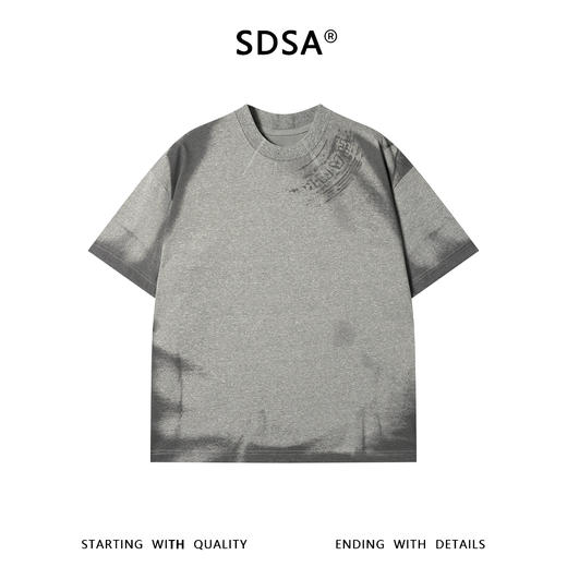 SDSA男装2026新款高贵轻奢韩系扎染简约缝线圆领短袖T恤百搭上衣 商品图0