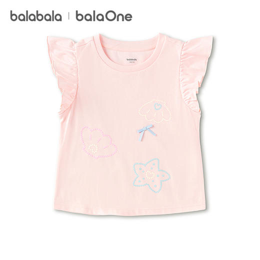【balaOne】巴拉巴拉儿童短袖t恤2026新款夏装女童仿烫珠印花上衣 商品图4