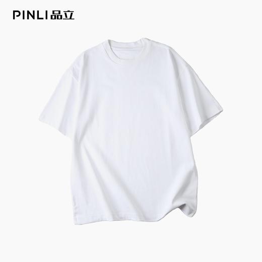 PINLI品立2026夏季新款青年百搭纯色圆领落肩袖短袖T恤上衣潮牌男GD262111055 商品图4