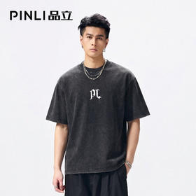 PINLI品立2026夏季新款男字母印花圆领短袖T恤上衣潮BG262111501