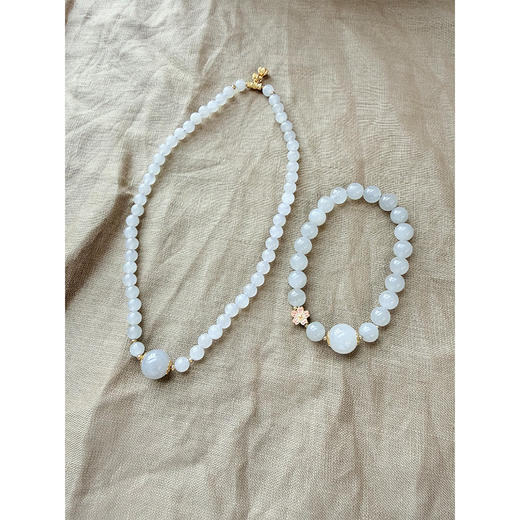 【非质量问题不退换】知玉.岁安 和田玉手串长款+短款组合 烟紫色+晴水温润灵动【配有证书】 商品图3