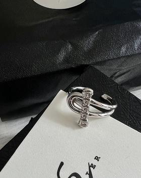 ATEL**O 设计师款马蹄开口式 铜镀白金戒指