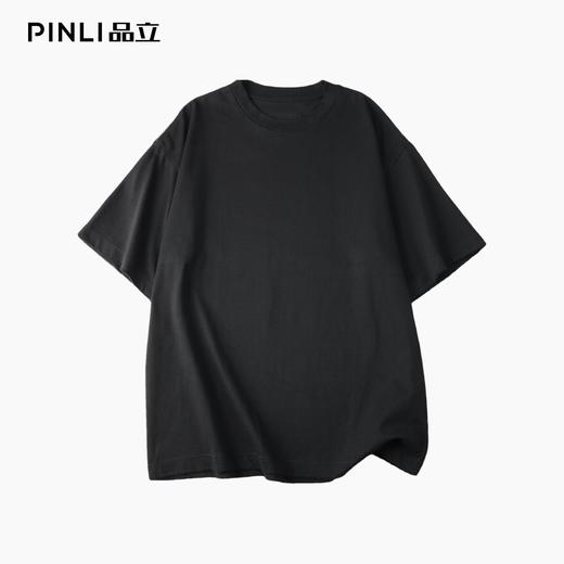 PINLI品立2026夏季新款青年百搭纯色圆领落肩袖短袖T恤上衣潮牌男GD262111055 商品图1