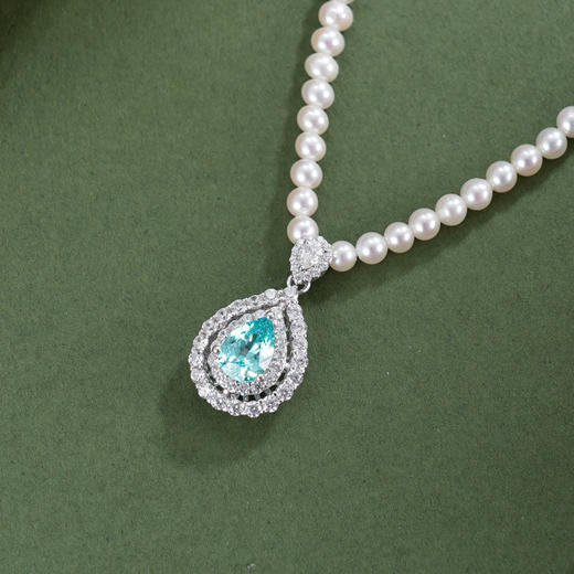 子佩集【蓝海诗心】银S925珍珠惜王妃项链【ZZXL024】2.8mm珠蓝水滴2601 商品图1