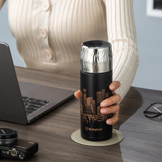 西屋 铭仕钢盖保温杯儒雅黑450mL WB453-BK 商品图4