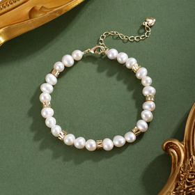 子佩集【星弦女王】珍珠惜王妃手链【ZZSL013】5.5*6.8mm珠镀金多纹珠2601