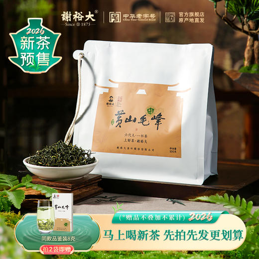 【2026新茶预售】谢裕大正宗黄山毛峰一级100g袋装每天一杯雨前绿茶自饮口粮预售 商品图0