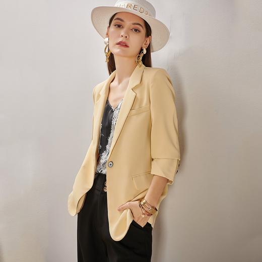 剩S 米思阳纯色单扣薄款直筒百搭显瘦西装外套8D21BX0939 商品图3