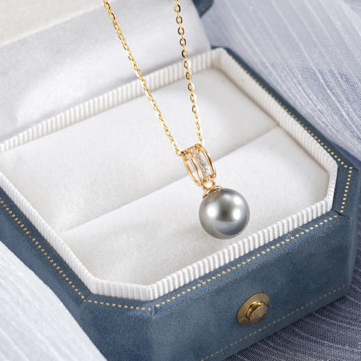 子佩集【流光溯影】银S925珍珠惜王妃套链【P3069】9mm珠镀金黑珠半环弧形2601 商品图0