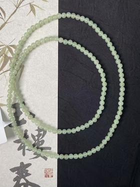 【快抱】【于田产和田玉于田料青白玉4mm项链】出证书，发货1~5天，48小时鉴赏期