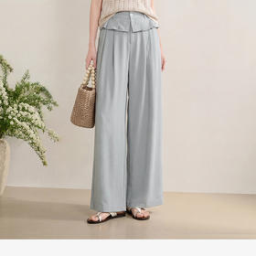 西遇花边松弛感2026年春新款设计感百褶腰头屁帘裤休闲女阔腿长裤H0060210