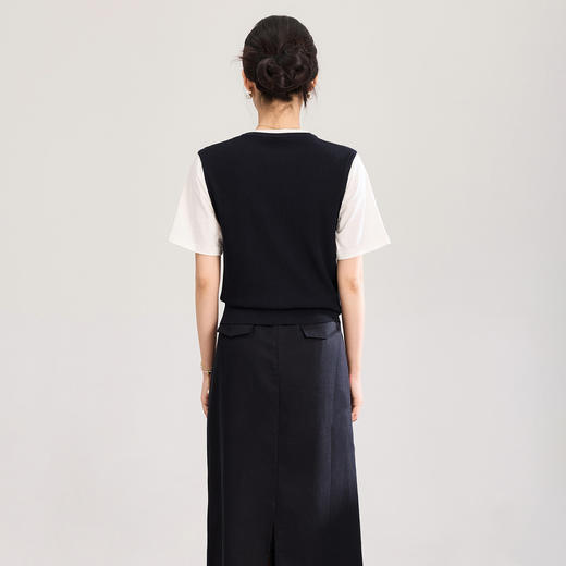 「高货wl」全新升级【铂金会员220/天猫289/差价69】(94111)洛诗琳气质兰精天丝假两件上衣2026夏季针织拼接短袖T恤 商品图1