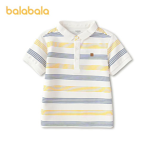 【商场同款】巴拉巴拉儿童短袖t恤男童2026新款夏季撞色条纹上衣 商品图0