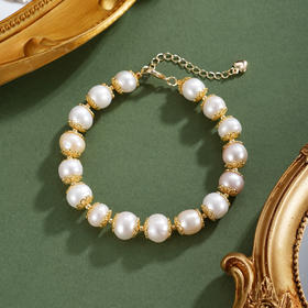 子佩集【风华灼灼】珍珠惜王妃手链【ZSL307】9mm珠镀金花托花片2601