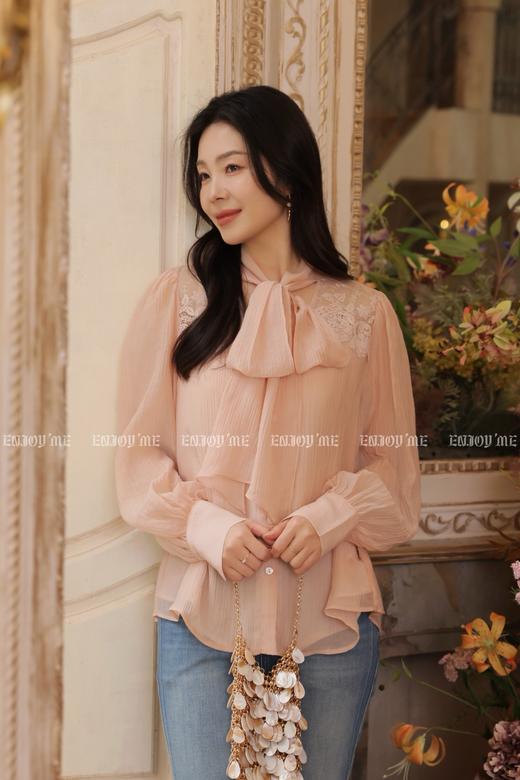 【门店同款】ENJOY春季蕾丝拼接飘带衬衫 170499609 商品图0