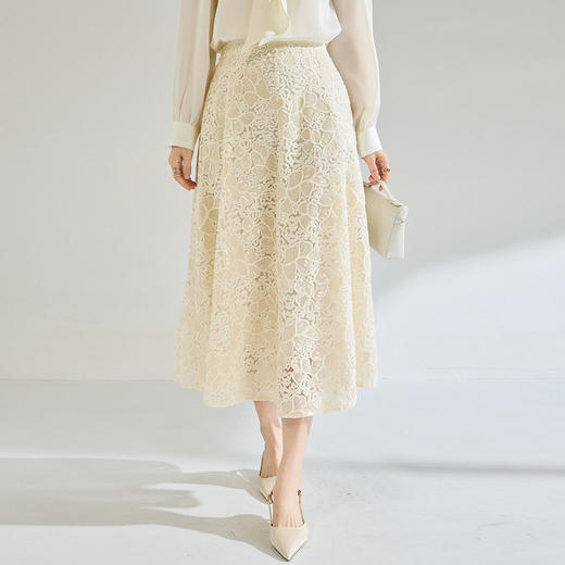 「高货sh」全新升级【铂金会员220/天猫289/差价69】(74948)洛诗琳法式宫廷风蕾丝半身裙2026夏季重工刺绣高腰A字伞裙 商品图1