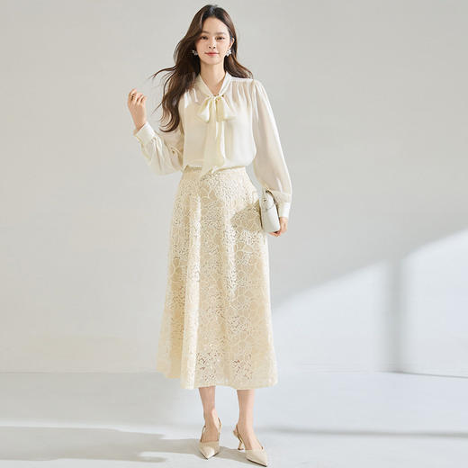 「高货sh」全新升级【铂金会员220/天猫289/差价69】(74948)洛诗琳法式宫廷风蕾丝半身裙2026夏季重工刺绣高腰A字伞裙 商品图3