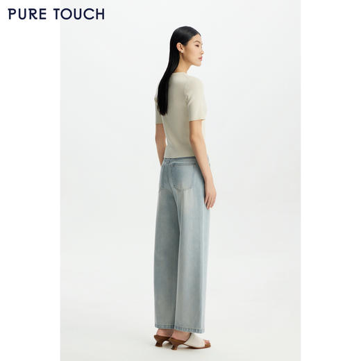 PURE TOUCH女装 26春夏新款圆领短袖针织衫弹力修身半袖百搭上衣 商品图4